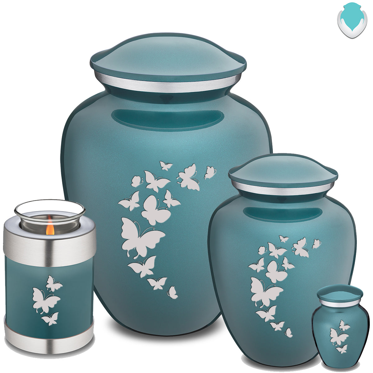 Medium Embrace Teal Butterfly Cremation Urn