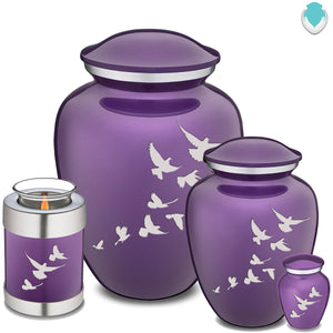 Medium Embrace Purple Doves Cremation Urn