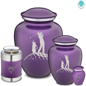 Medium Embrace Purple Golfer Cremation Urn