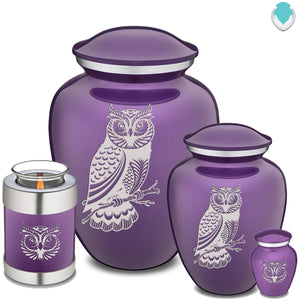 Candle Holder Embrace Purple Owl Cremation Urn