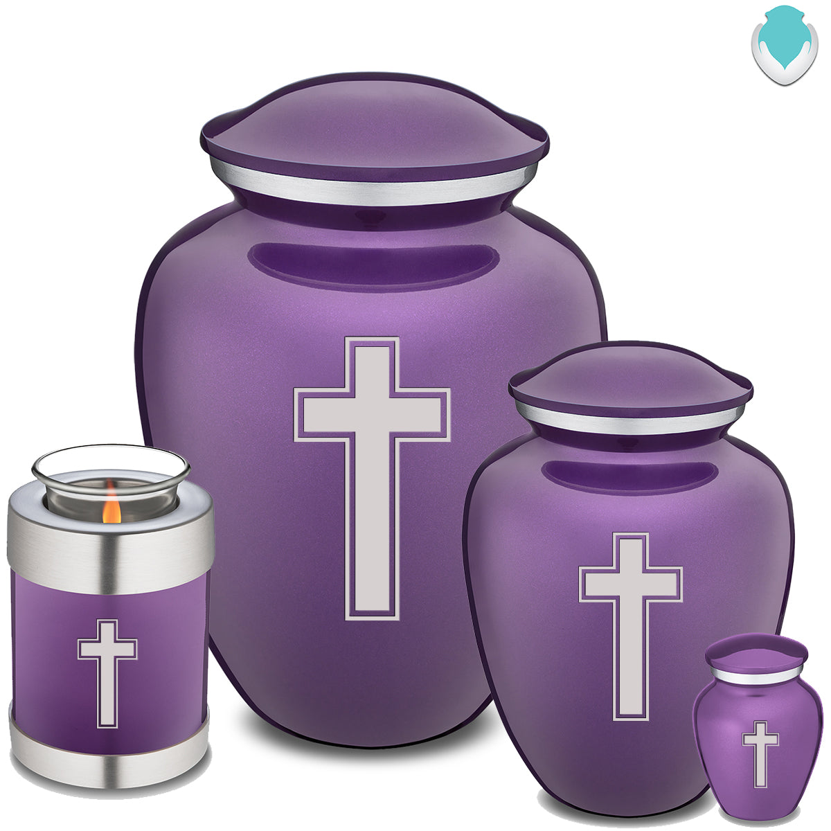 Adult Embrace Purple Simple Cross Cremation Urn