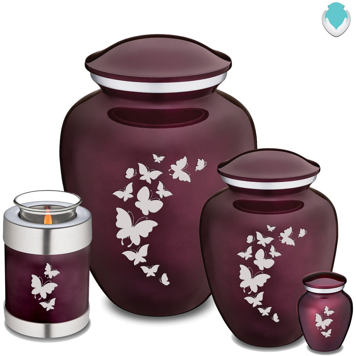 Candle Holder Embrace Cherry Purple Butterfly Cremation Urn