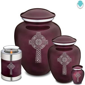 Medium Embrace Cherry Purple Celtic Cross Cremation Urn