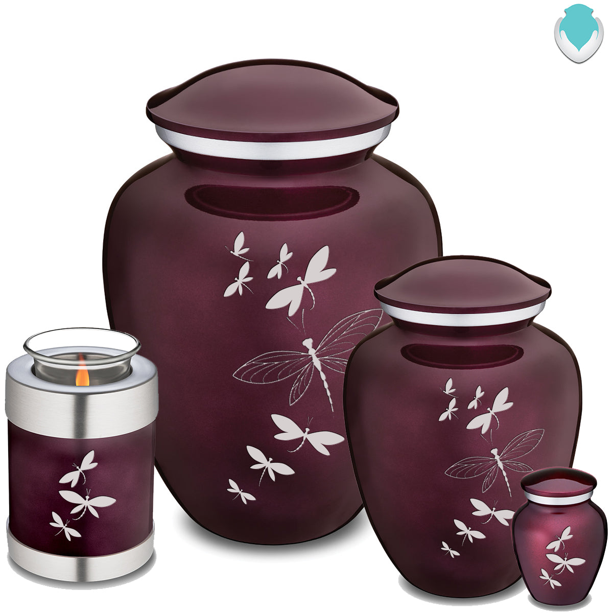 Medium Embrace Cherry Purple Dragonflies Cremation Urn