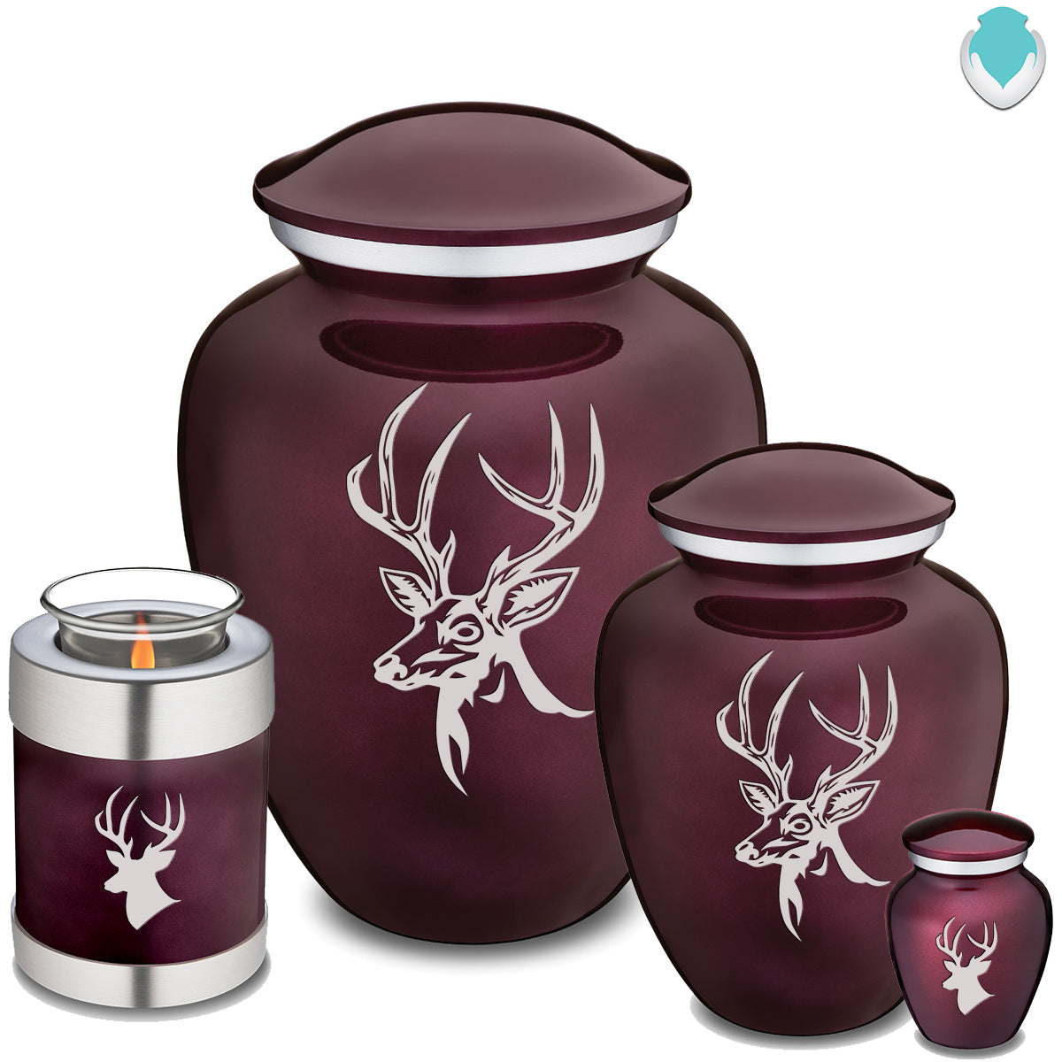Keepsake Embrace Cherry Purple Deer Cremation Urn