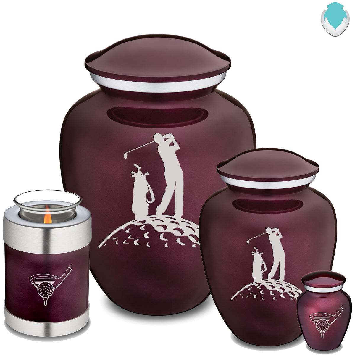 Keepsake Embrace Cherry Purple Golfer Cremation Urn