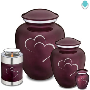 Medium Cherry Purple Embrace Hearts Cremation Urn