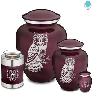 Candle Holder Embrace Owl Cherry Purple Cremation Urn