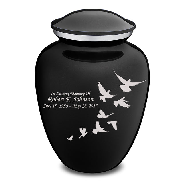Adult Embrace Black Doves Cremation Urn
