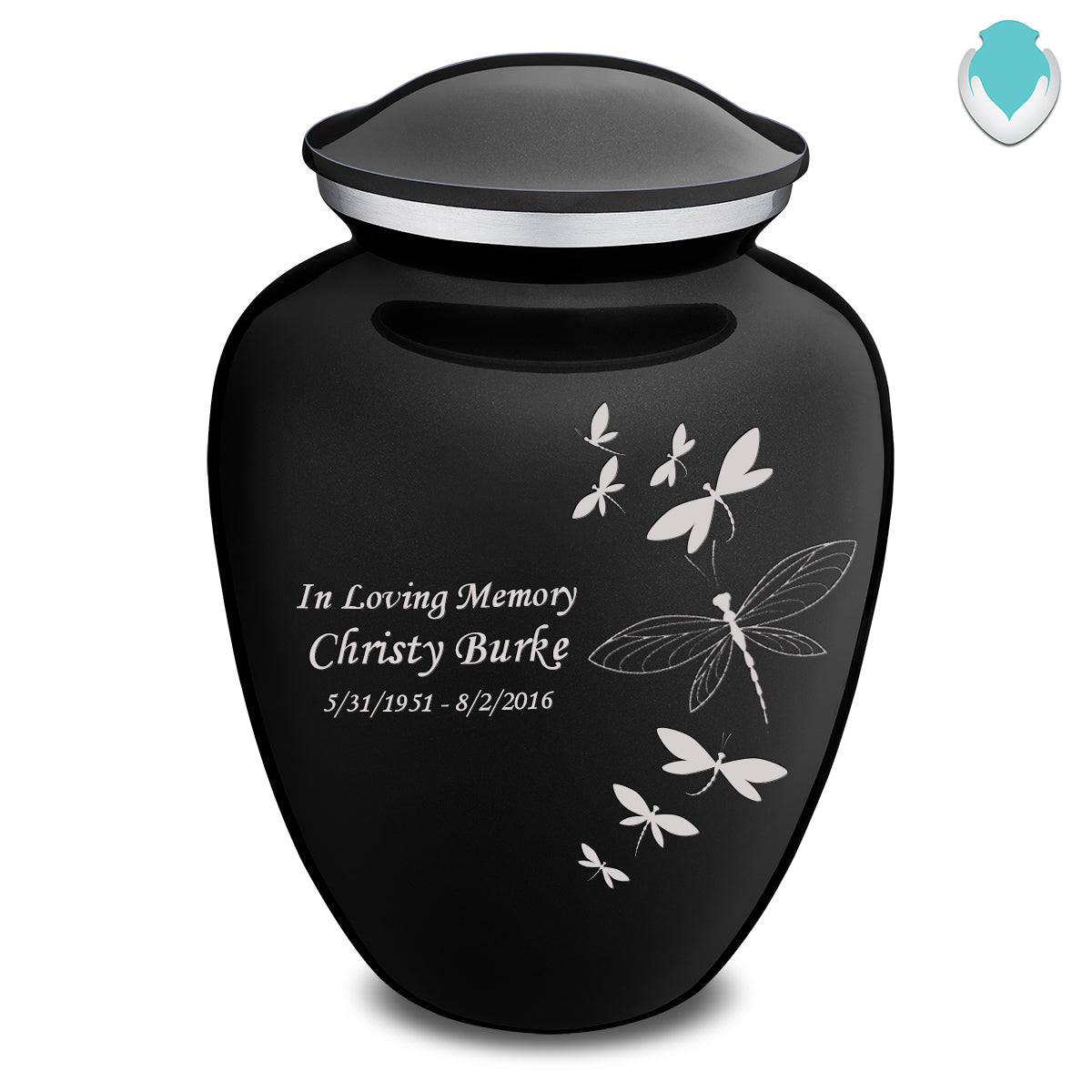 Adult Embrace Black Dragonflies Cremation Urn