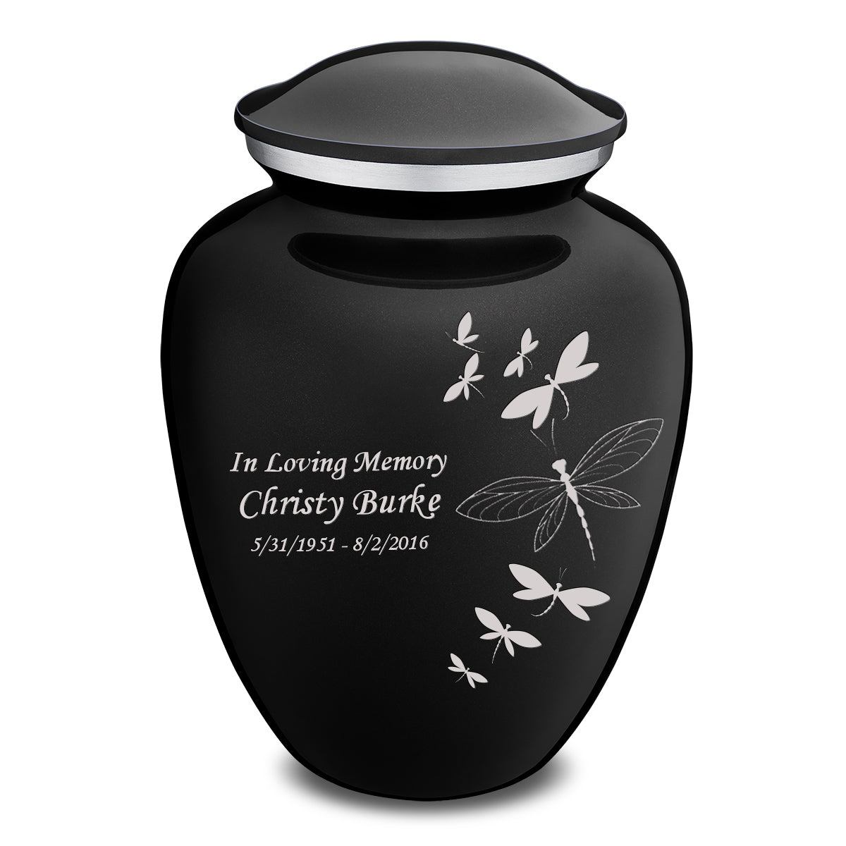Adult Embrace Black Dragonflies Cremation Urn