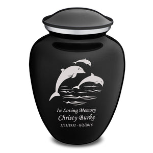 Adult Embrace Black Dolphins Cremation Urn