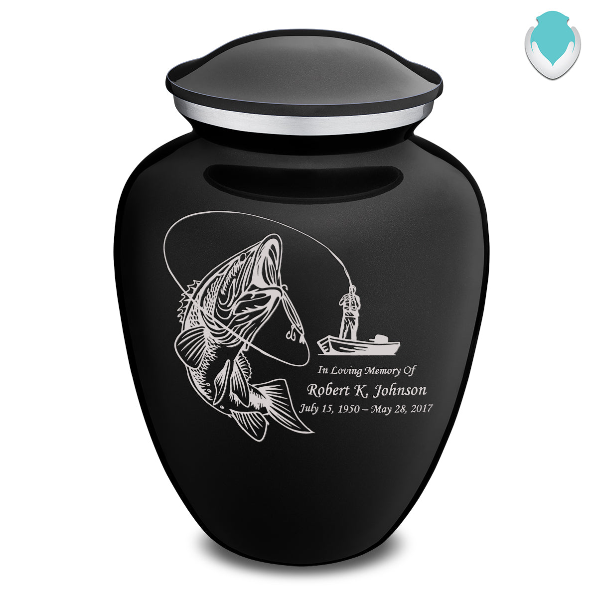 Adult Embrace Black Fishing Cremation Urn
