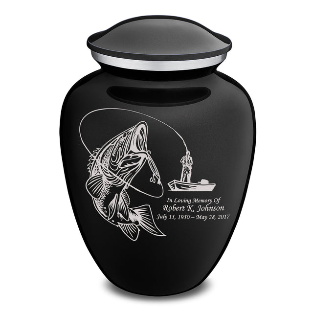 Adult Embrace Black Fishing Cremation Urn