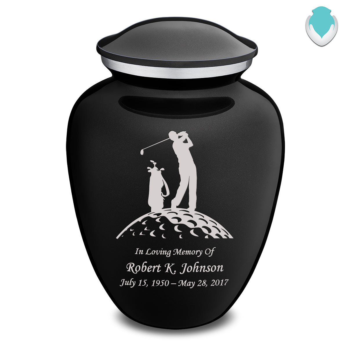 Adult Embrace Black Golfer Cremation Urn