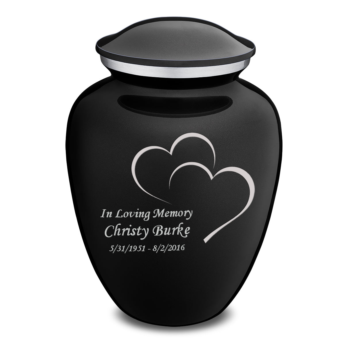 Adult Embrace Black Hearts Cremation Urn