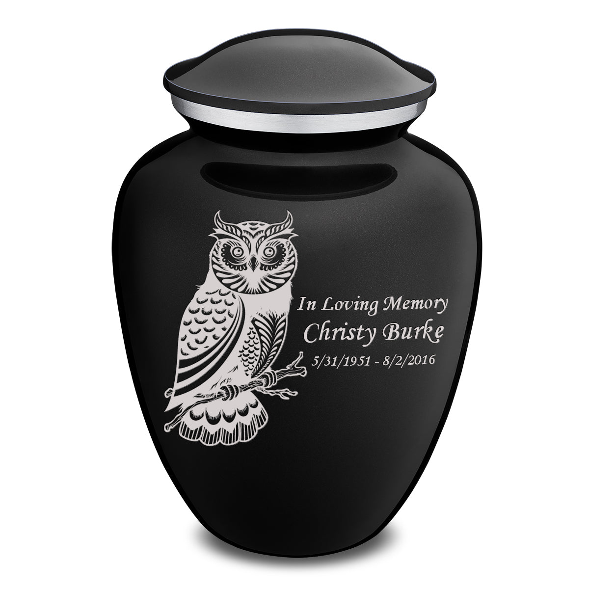Adult Embrace Black Owl Cremation Urn