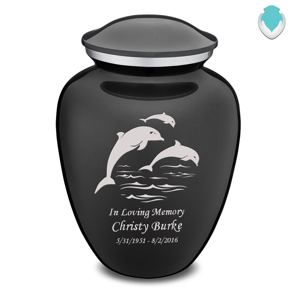 Adult Embrace Charcoal Dolphins Cremation Urn