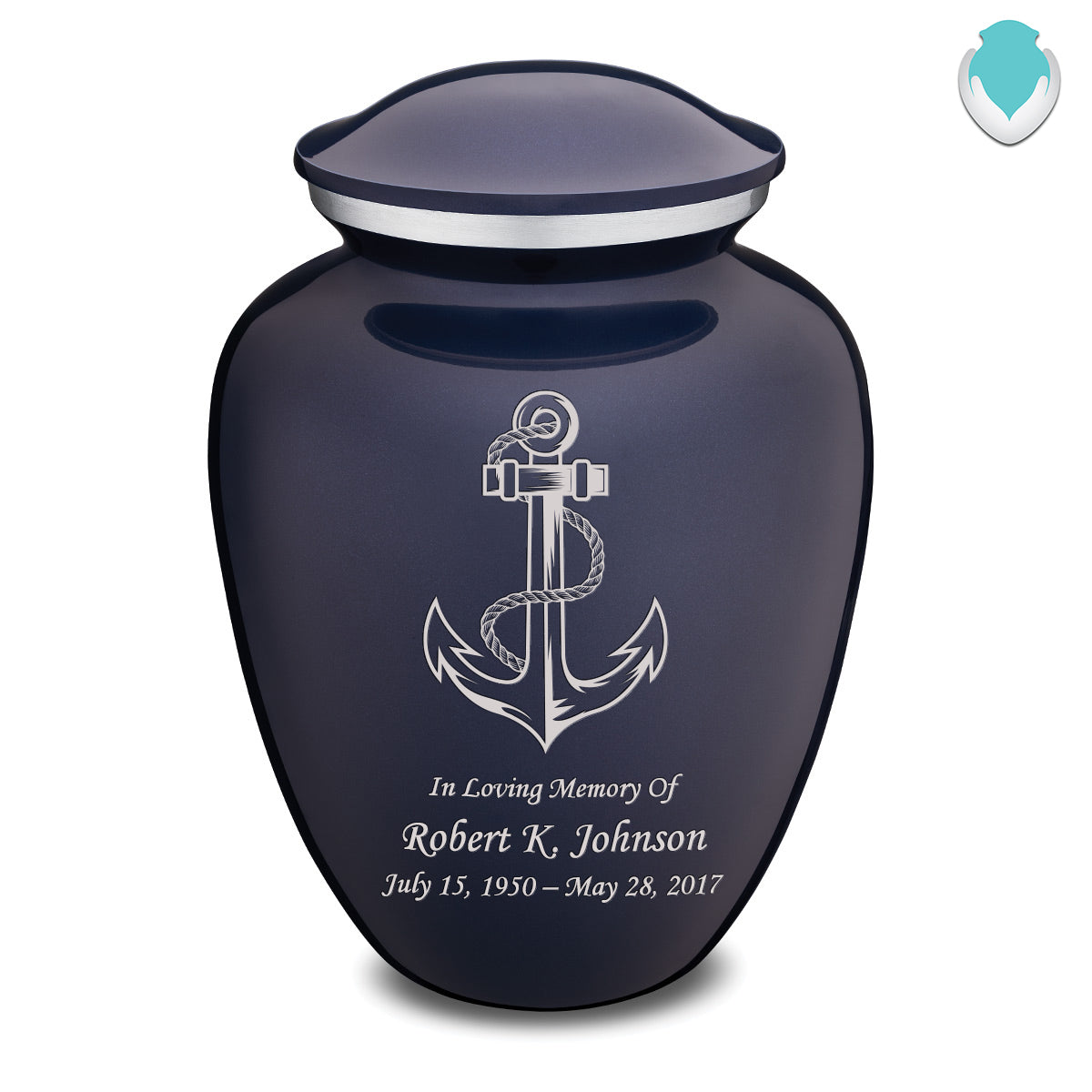 Adult Embrace Cobalt Blue Anchor Cremation Urn