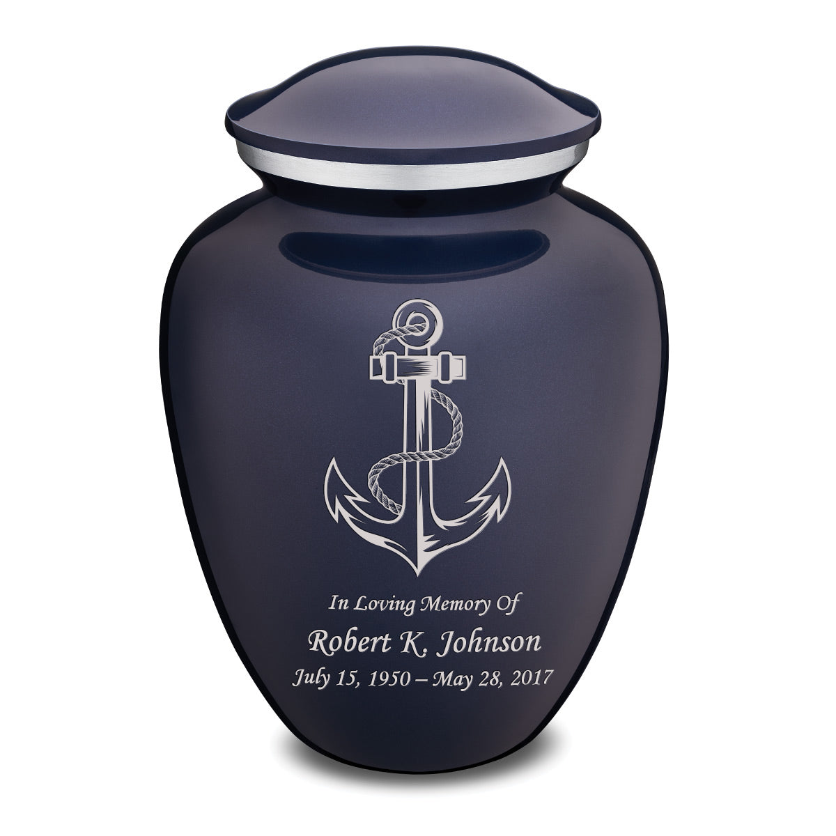 Adult Embrace Cobalt Blue Anchor Cremation Urn