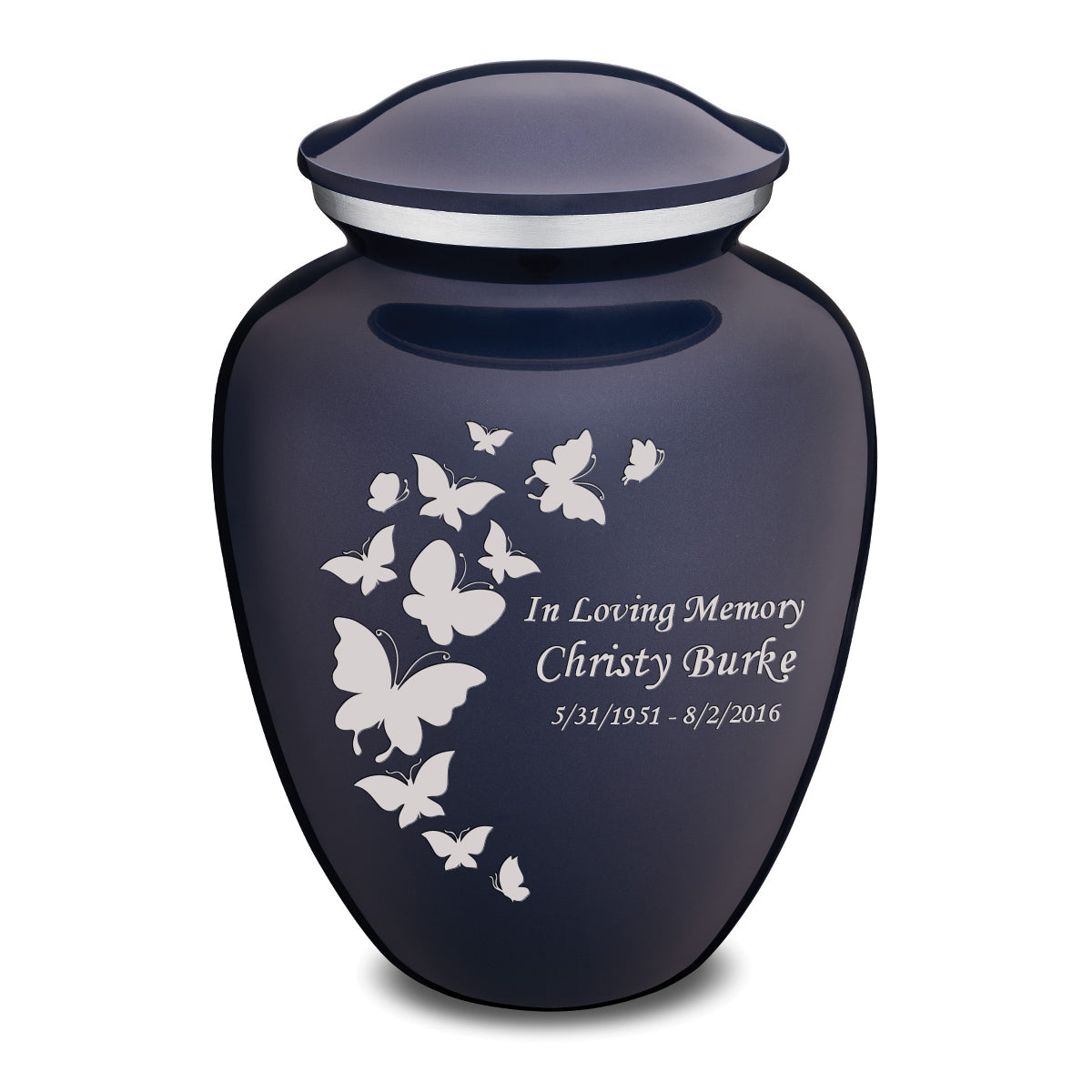 Adult Embrace Cobalt Blue Butterfly Cremation Urn