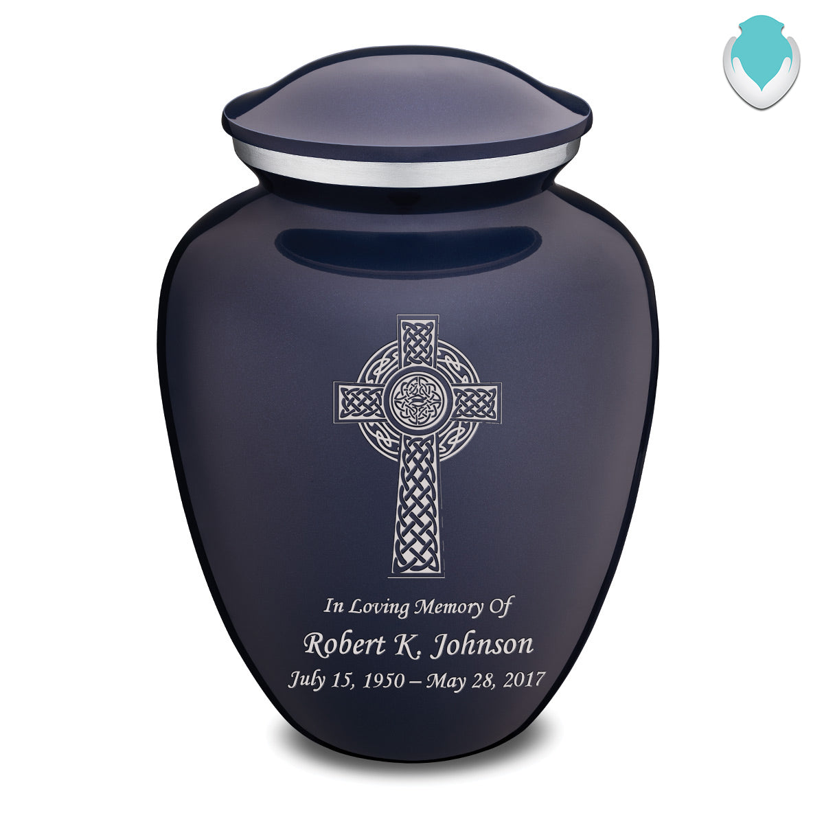 Adult Embrace Cobalt Blue Celtic Cross Cremation Urn