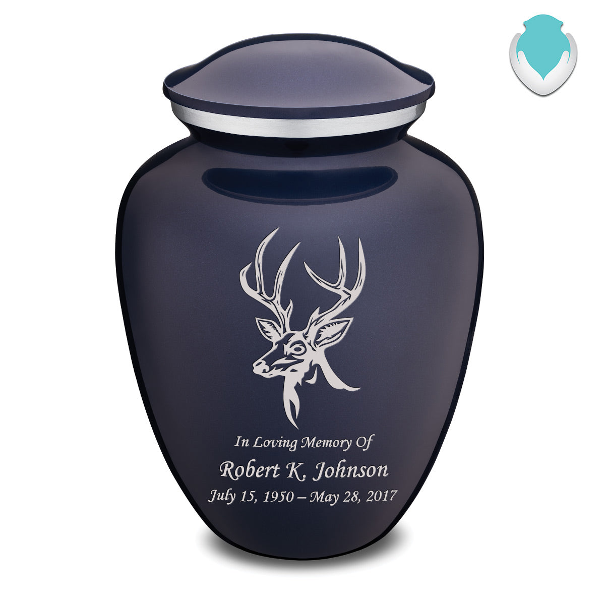Adult Embrace Cobalt Blue Deer Cremation Urn