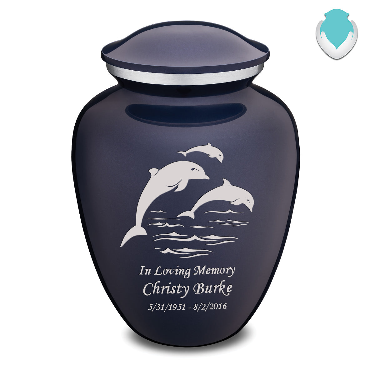 Adult Embrace Cobalt Blue Dolphins Cremation Urn