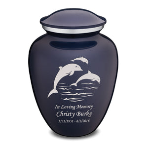 Adult Embrace Cobalt Blue Dolphins Cremation Urn