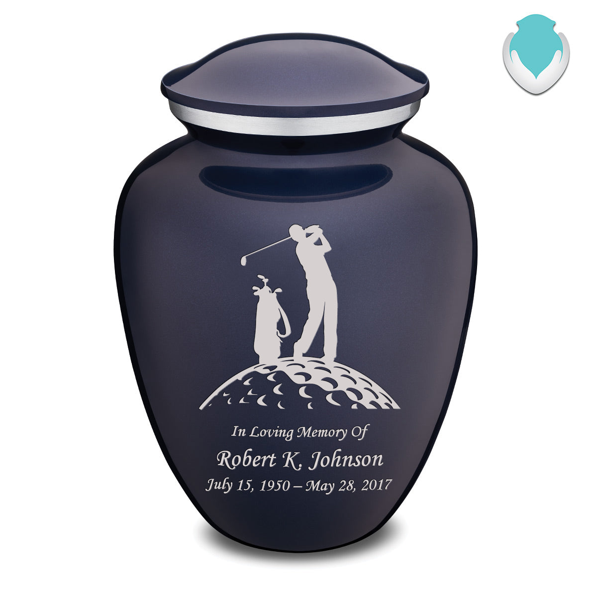 Adult Embrace Cobalt Blue Golfer Cremation Urn