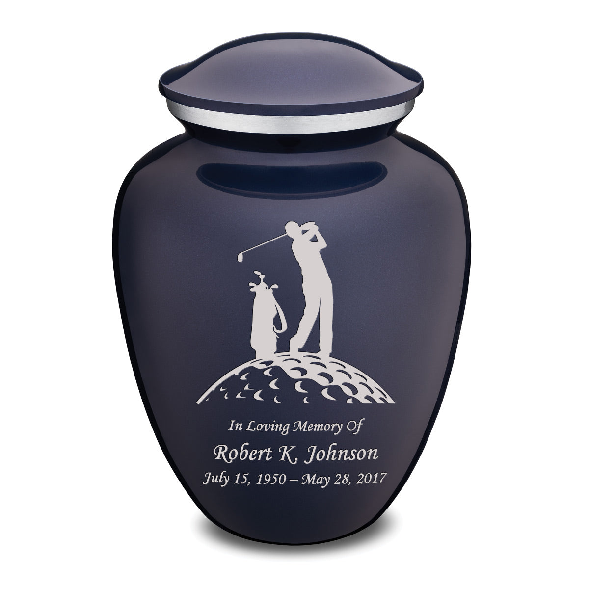 Adult Embrace Cobalt Blue Golfer Cremation Urn