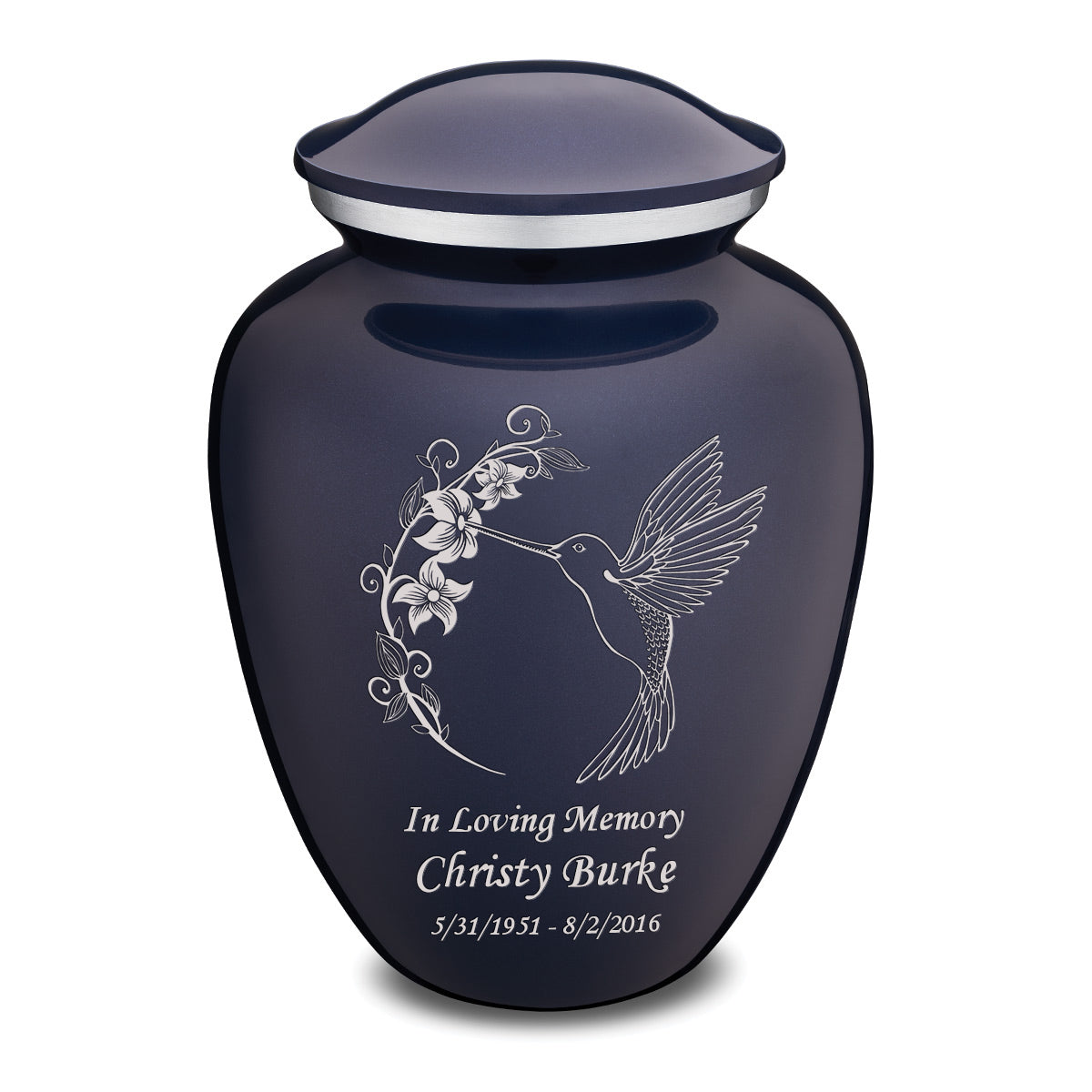 Adult Embrace Cobalt Blue Hummingbird Cremation Urn