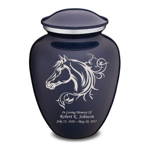 Adult Embrace Cobalt Blue Horse Cremation Urn