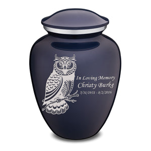 Adult Embrace Cobalt Blue Owl Cremation Urn