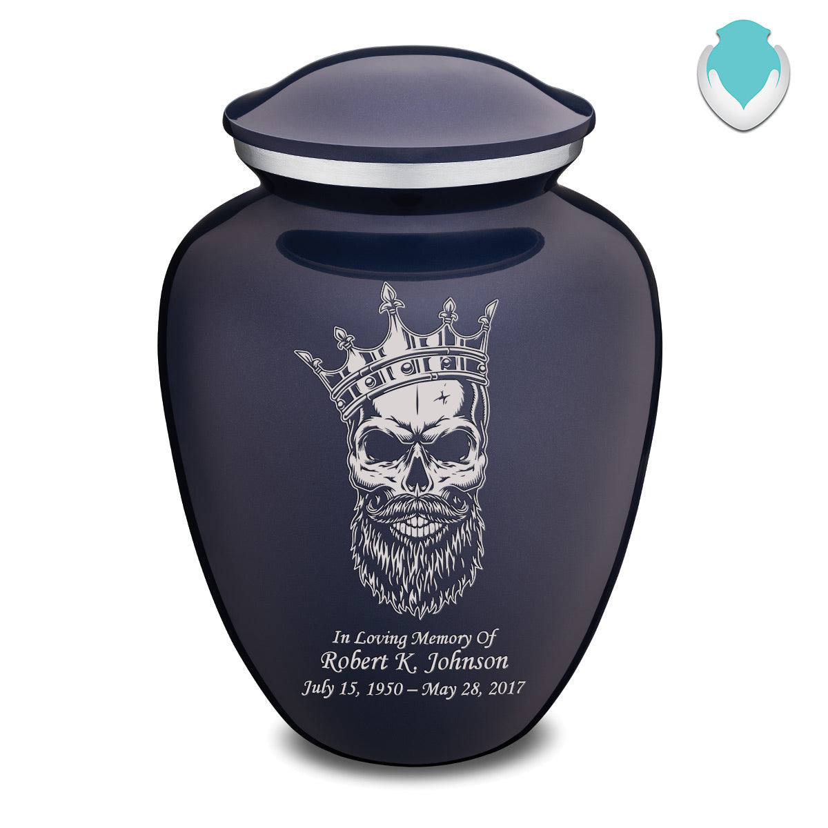 Adult Embrace Cobalt Blue Skull Cremation Urn