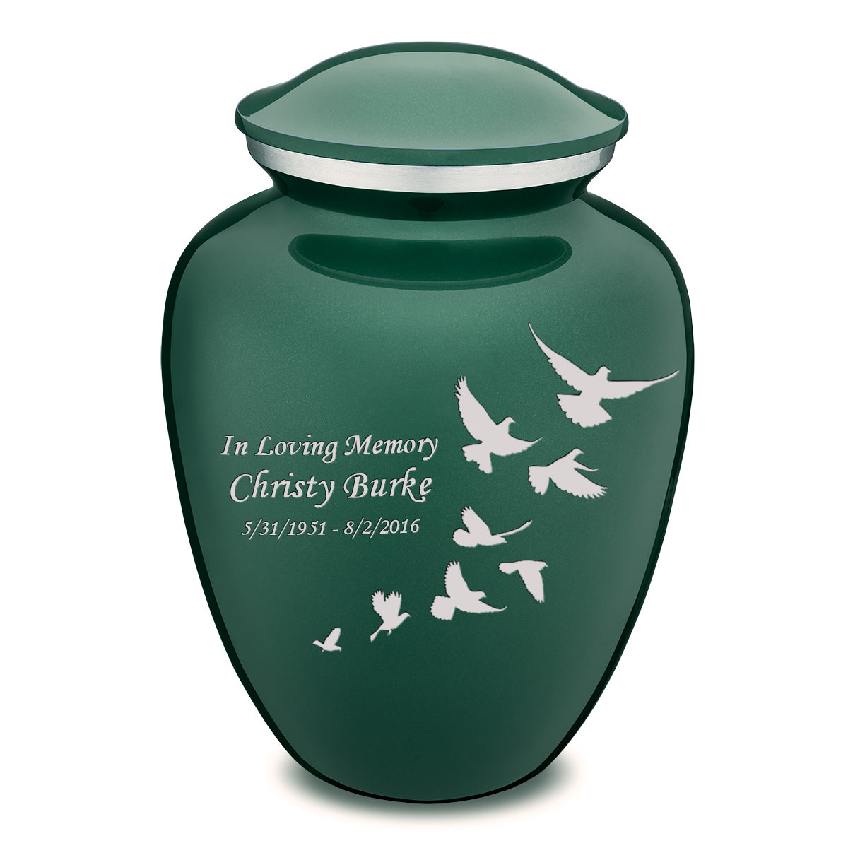 Adult Embrace Green Doves Cremation Urn