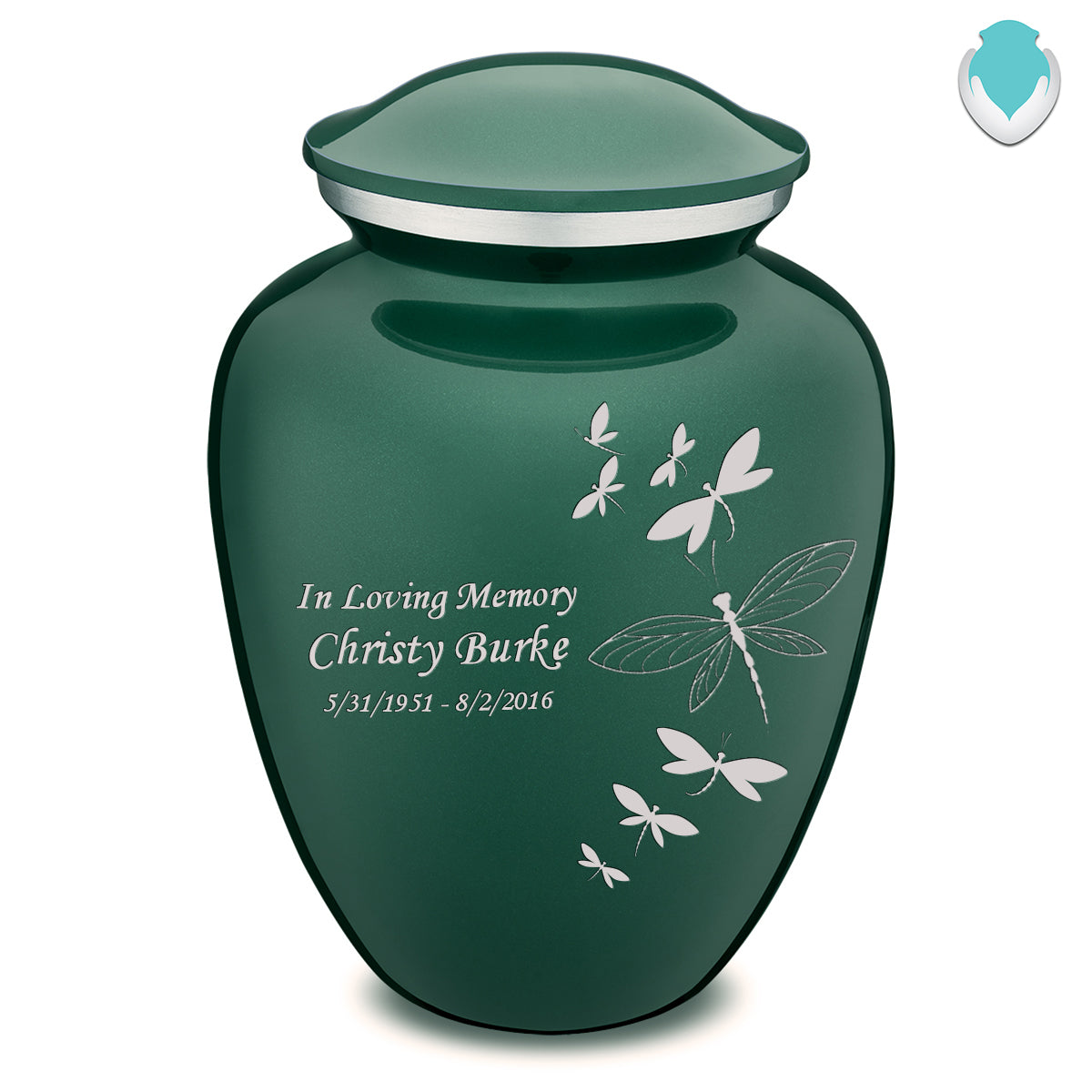 Adult Embrace Green Dragonflies Cremation Urn