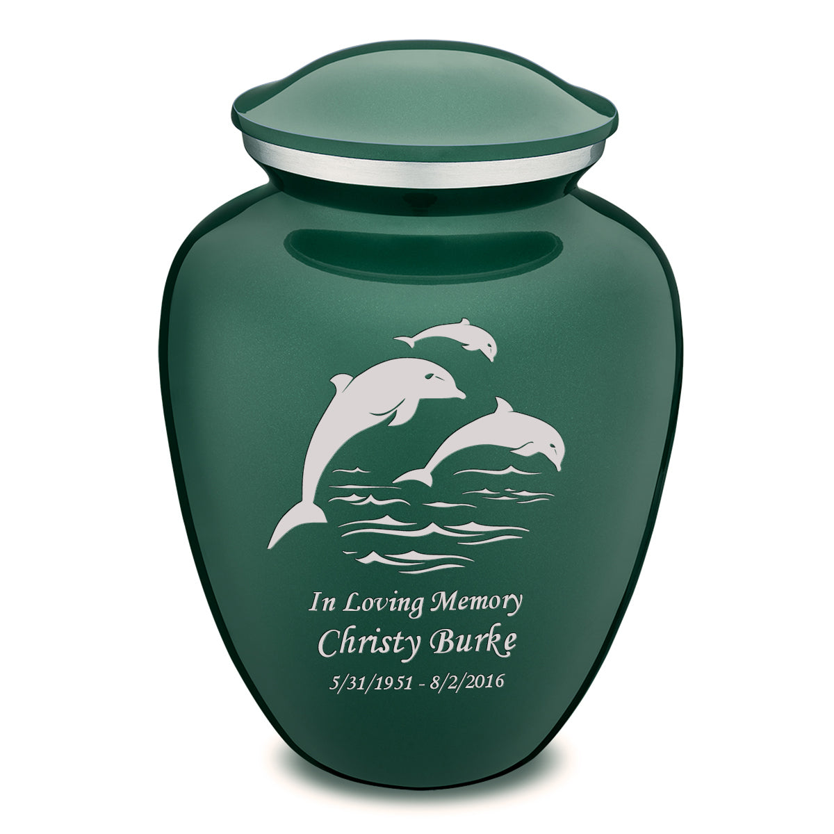 Adult Embrace Green Dolphins Cremation Urn