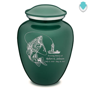 Adult Embrace Green Fishing Cremation Urn