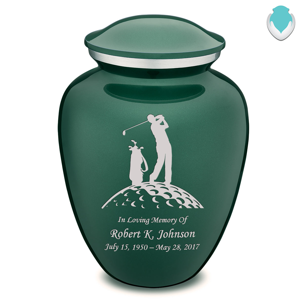 Adult Embrace Green Golfer Cremation Urn