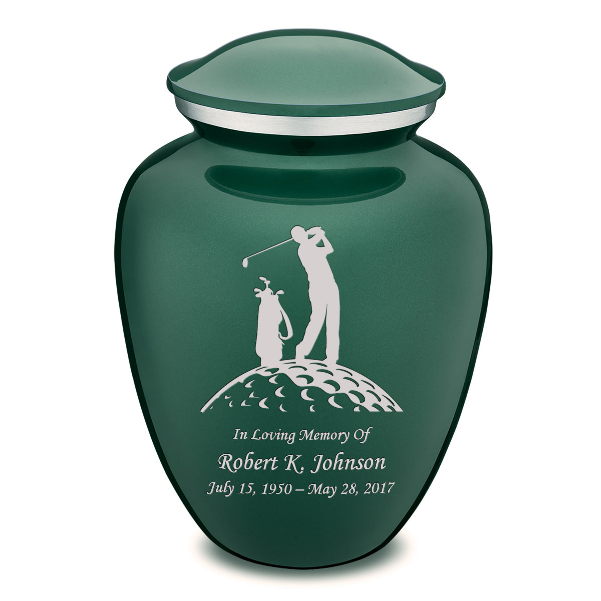 Adult Embrace Green Golfer Cremation Urn