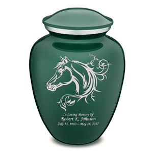 Adult Embrace Green Horse Cremation Urn