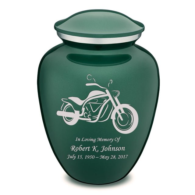 Adult Embrace Green Motorcycle Cremation Urn