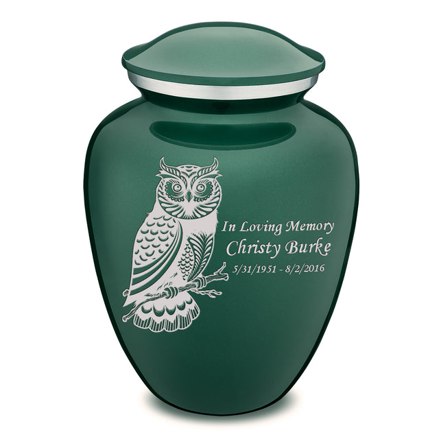 Adult Embrace Green Owl Cremation Urn