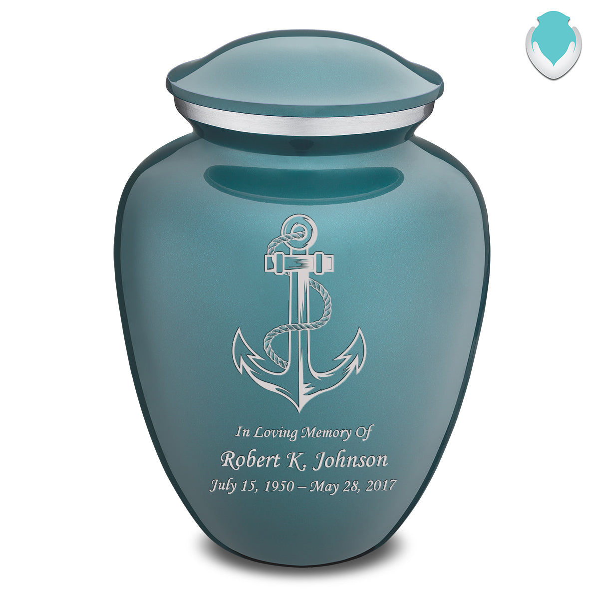 Adult Embrace Teal Anchor Cremation Urn