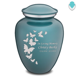 Adult Embrace Teal Butterfly Cremation Urn