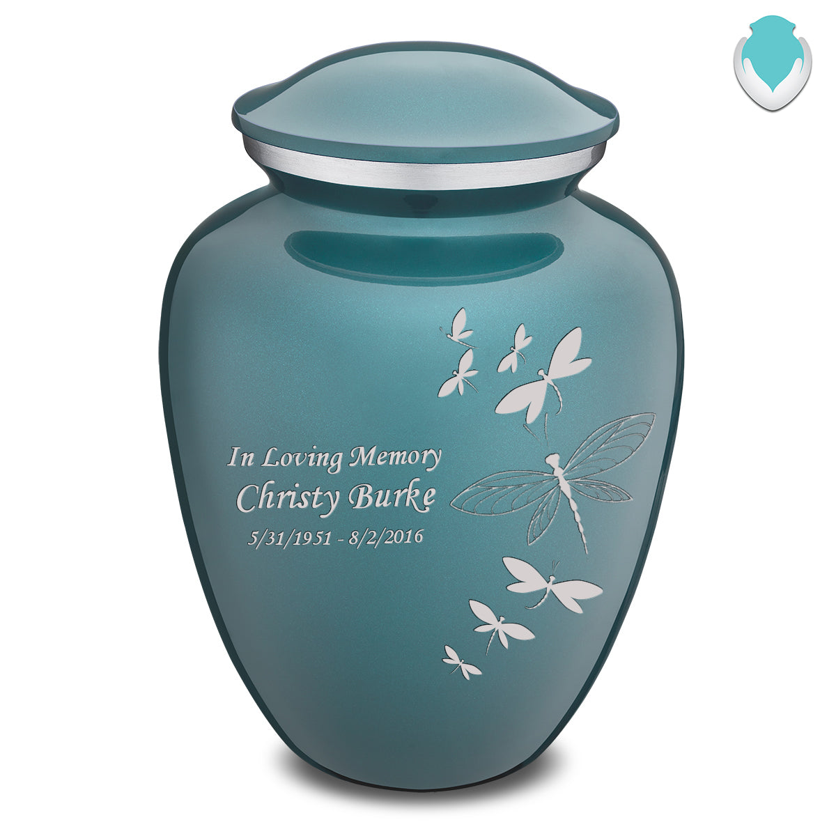 Adult Embrace Teal Dragonflies Cremation Urn