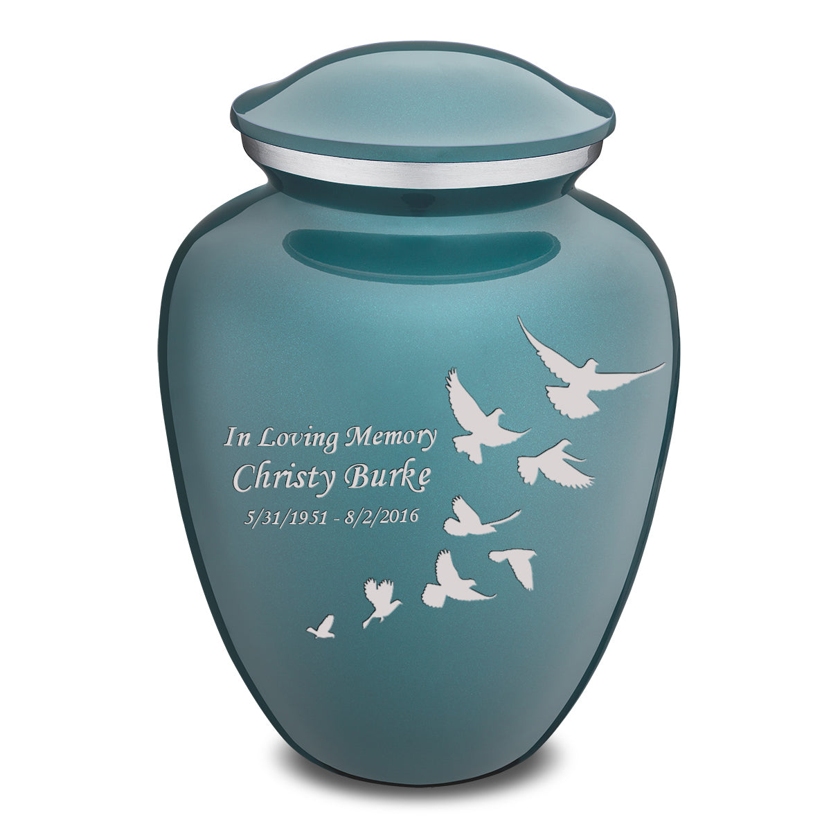 Adult Embrace Teal Doves Cremation Urn