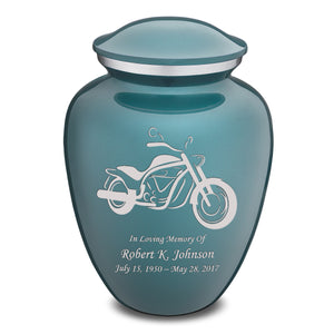 Adult Embrace Teal Motorcycle Cremation Urn