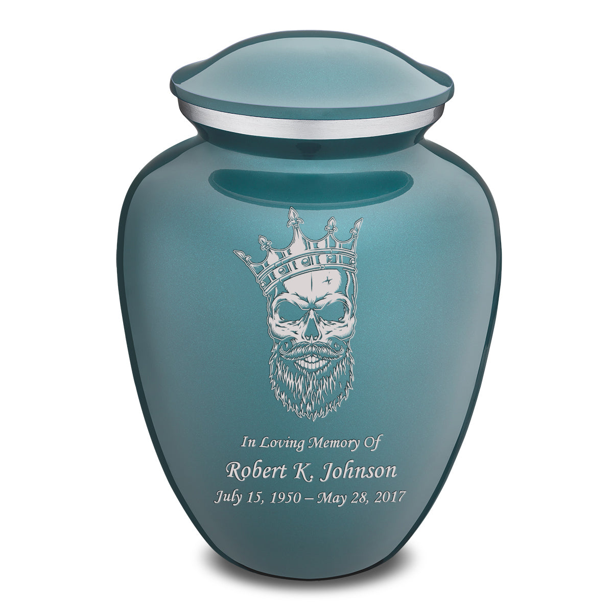 Adult Embrace Teal Skull Cremation Urn